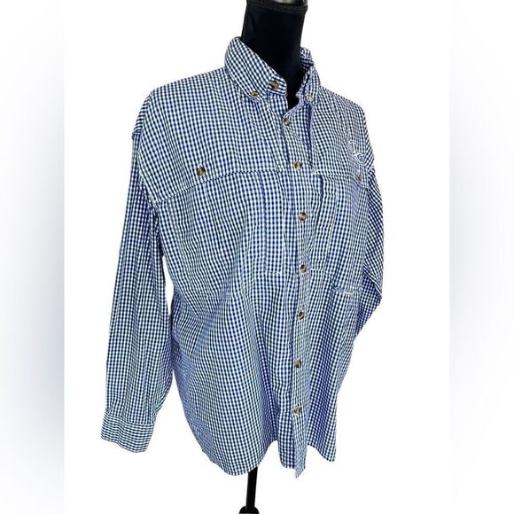 DRAKE UNIVERSITY OF KENTUCKY BLUE CHECKERED BUTTON UP WINGSHOOTERS SHIRT SIZE S - Picture 8 of 11